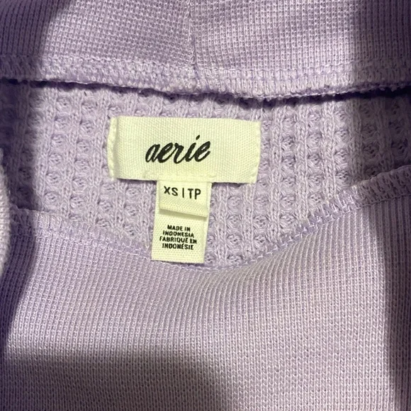 Light Lavender Turtleneck waffle knot Long-Sleeve cropped Top - Picture 2 of 2